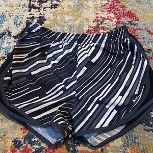 Nike Black and White Striped Athletic Shorts